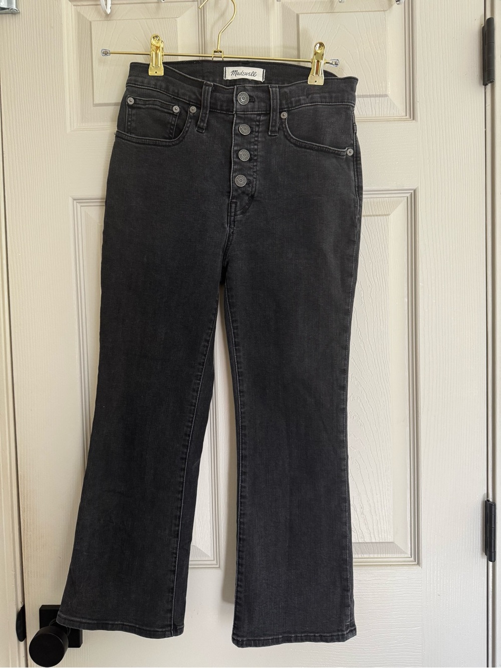 Madewell Black High-Rise Flare Jeans with Button-Fly